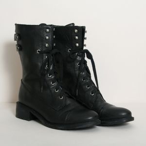 Sam Edelman Black Leather Combat Boots